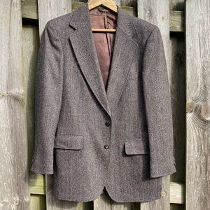 Vintage Union Made in USA Tweed 100% fine Wool Suit Jacket Sport coat Bl…